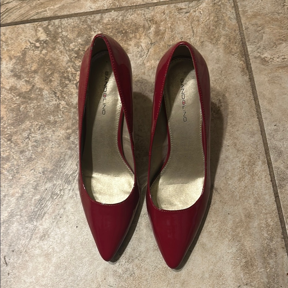 Bandolino Patent Red Heels Pointed Toe